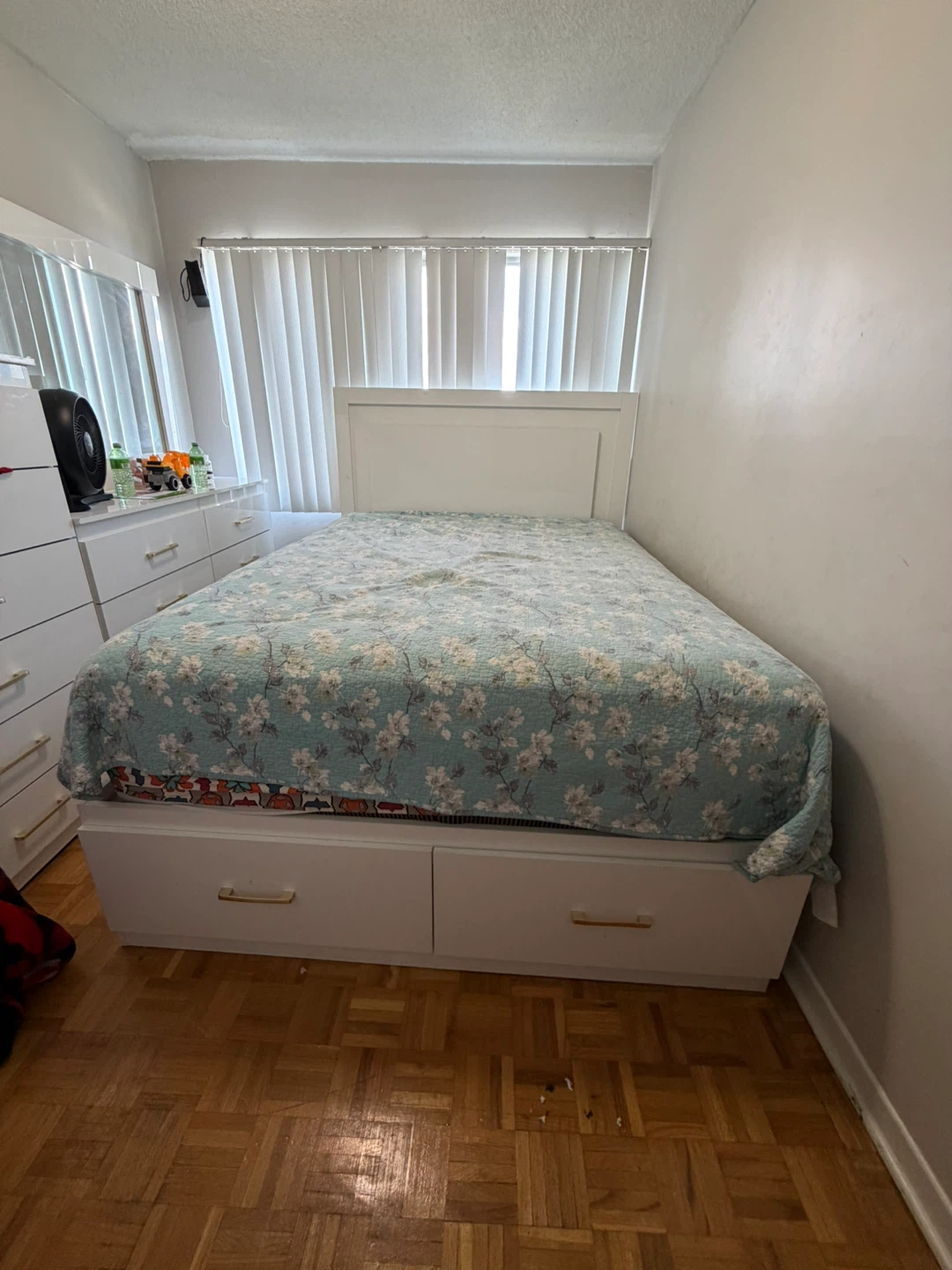 White Queen Bed Frame with Storage Drawers - photo 2