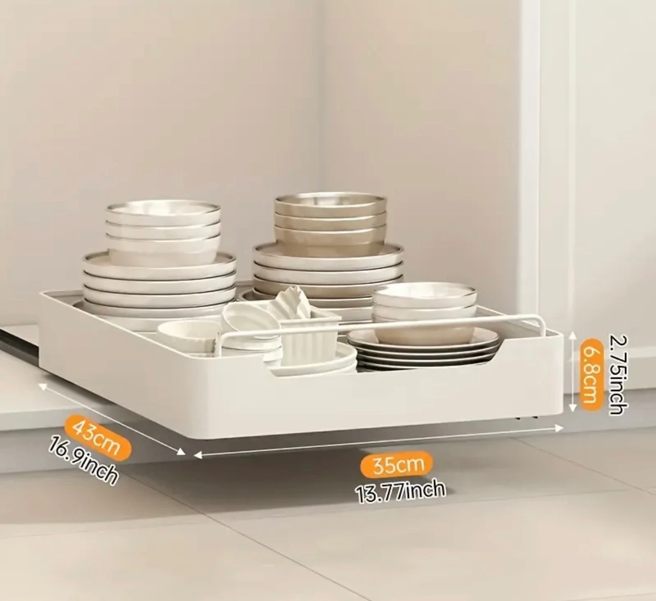 White Pull-Out Drawer Organizer for Cabinets