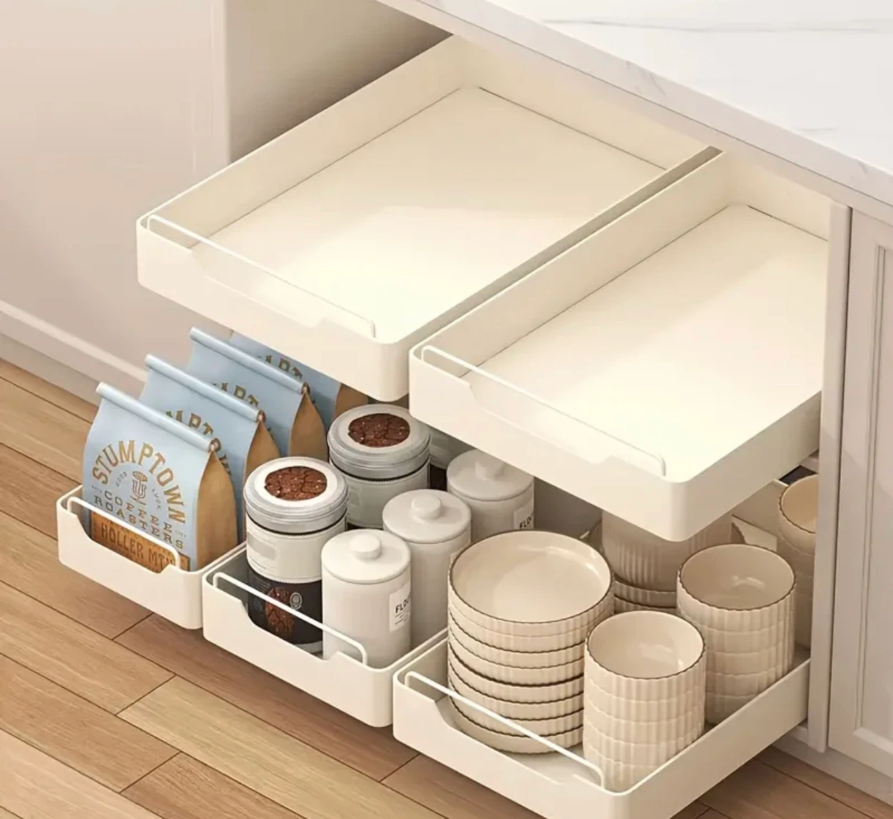 White Pull-Out Drawer Organizer for Cabinets - photo 2