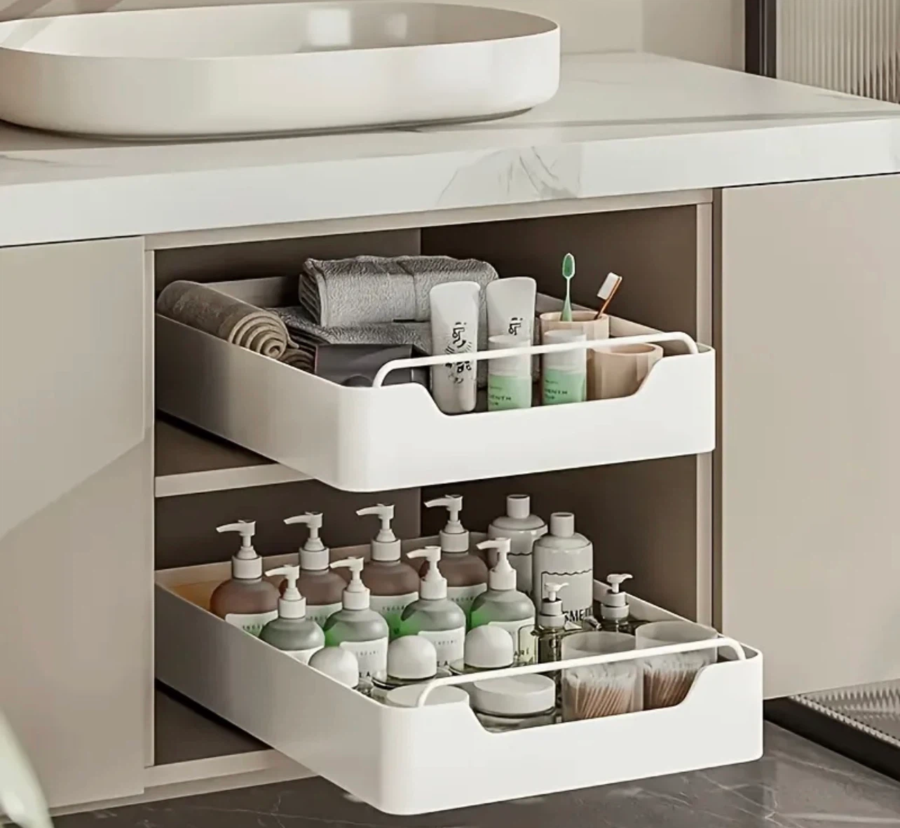 White Pull-Out Drawer Organizer for Cabinets - photo 3