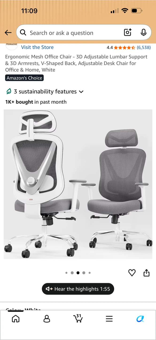Ergonomic Mesh Office Chair - White - photo 2