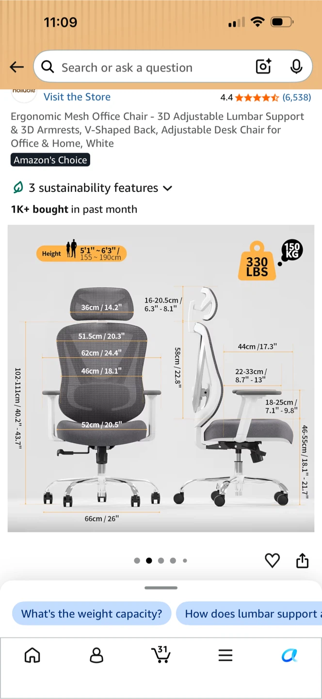 Ergonomic Mesh Office Chair - White - photo 3
