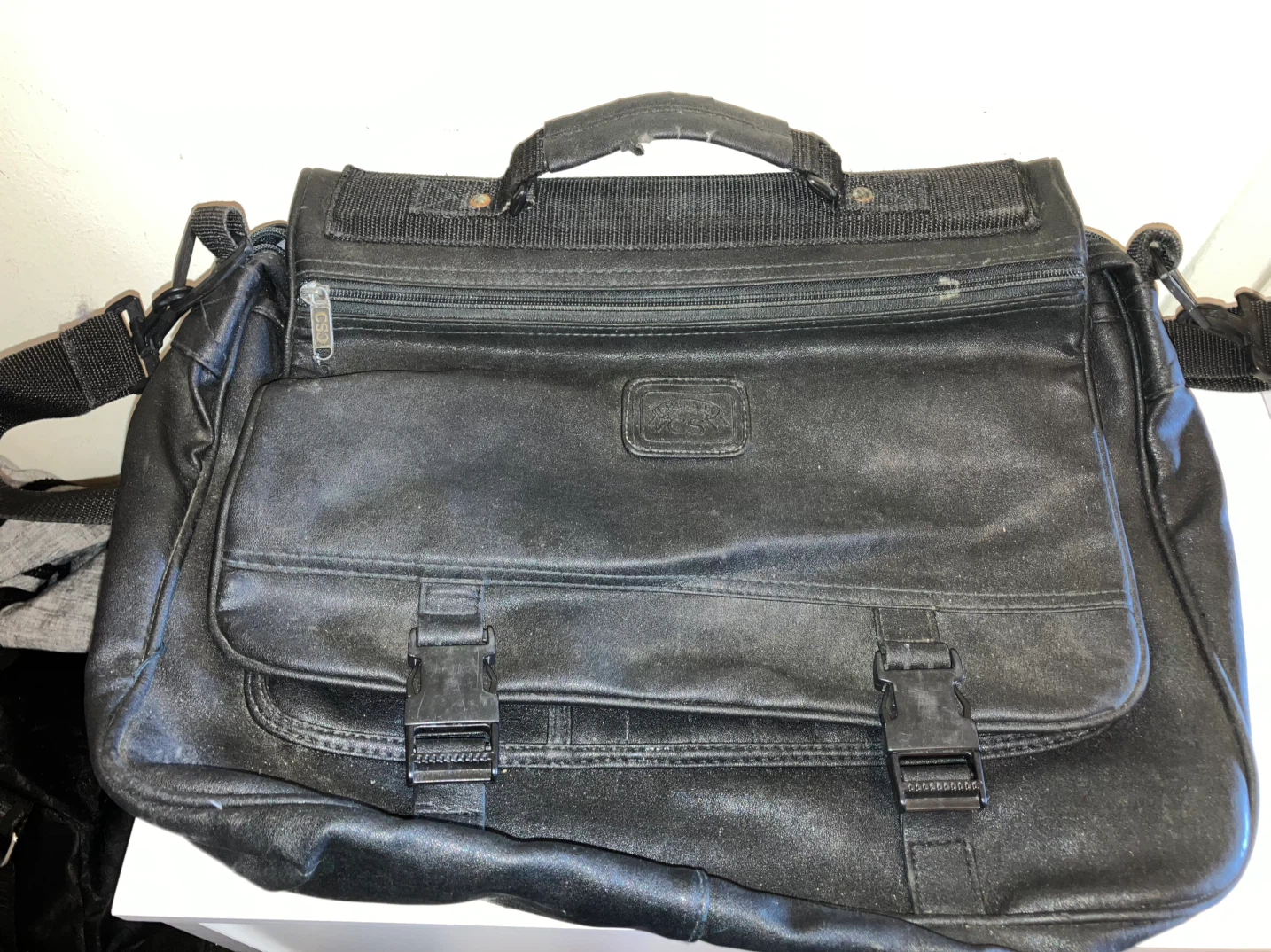 Black Leather Messenger Bag