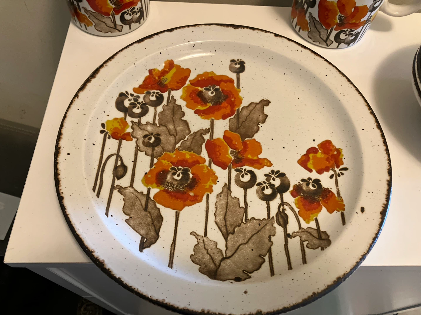 Vintage Poppy Floral Dinnerware Set - 2 Mugs, 2 Bowls, 1 Plate - photo 2
