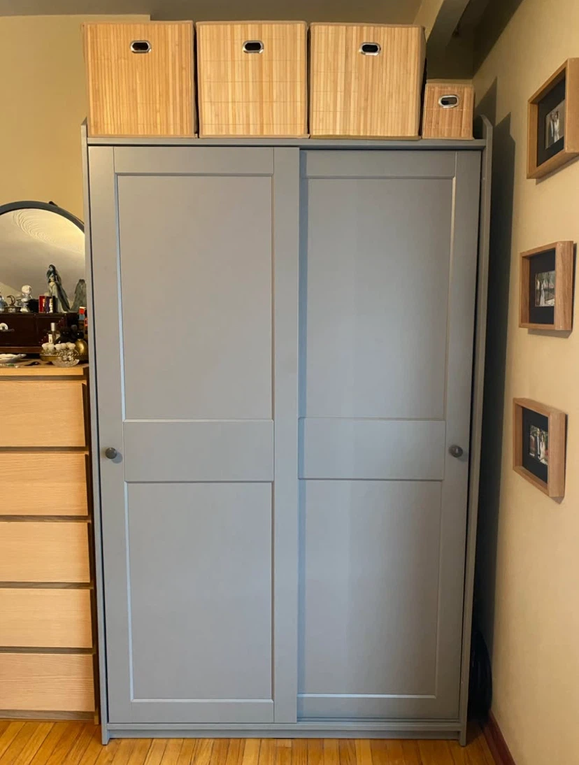 IKEA HAUGA Wardrobe with sliding doors (gray) — Brand New In Box