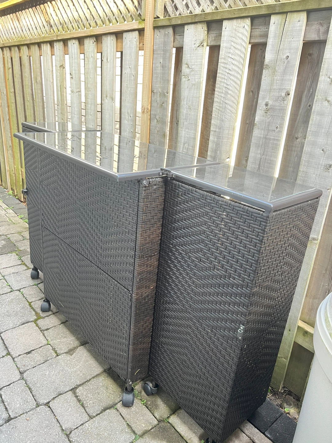 Outdoor Wicker Bar with Wheels