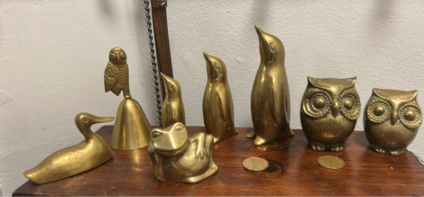 Vintage Brass Animal Figurines and Bell - photo 5