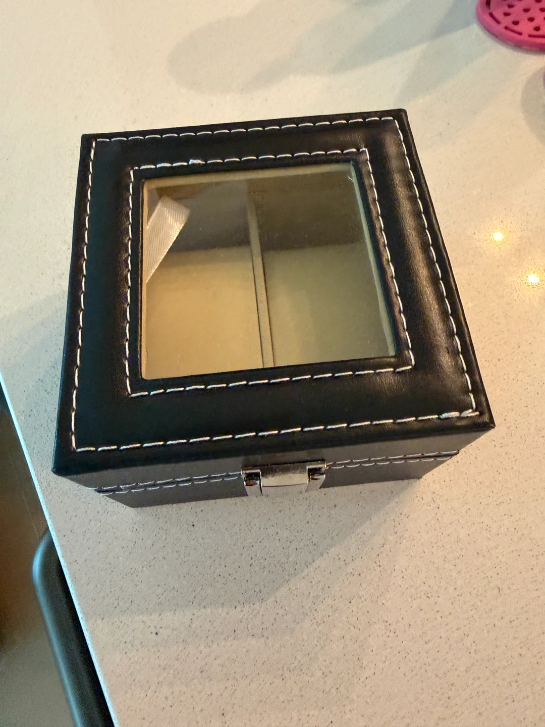 Black Faux Leather 2-Watch Display Case - photo 2
