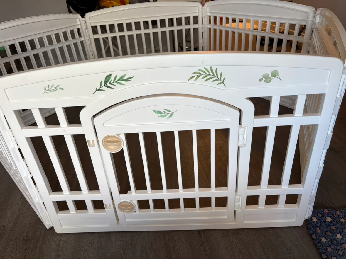 White Baby Playpen with Leaf Design - photo 2
