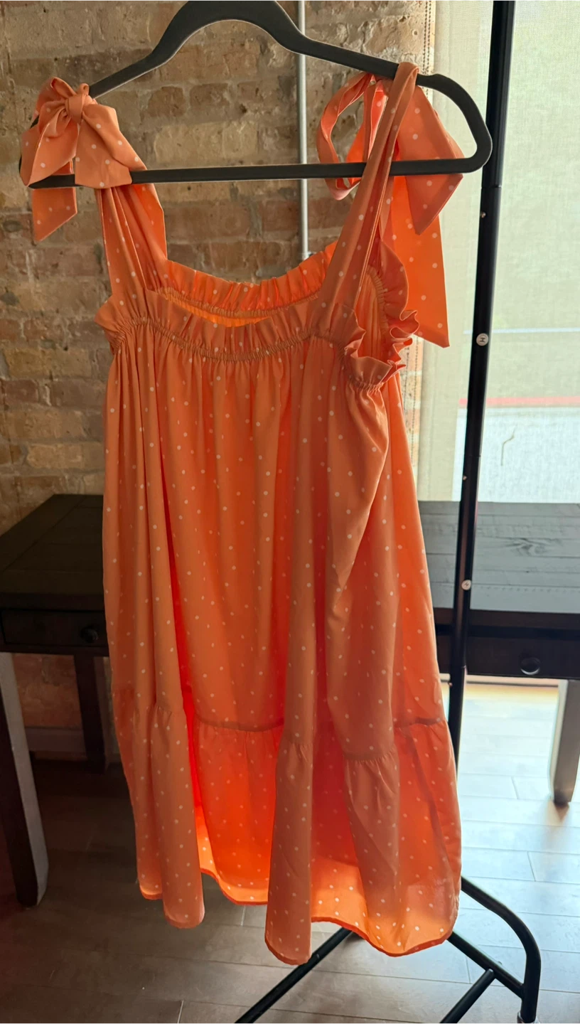 Before You Collection Orange Polka Dot Dress - photo 3