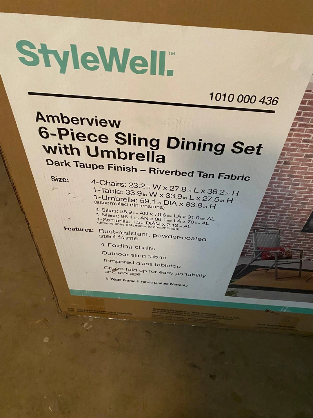 StyleWell Amberview 6-Piece Sling Dining Set with Umbrella - photo 3