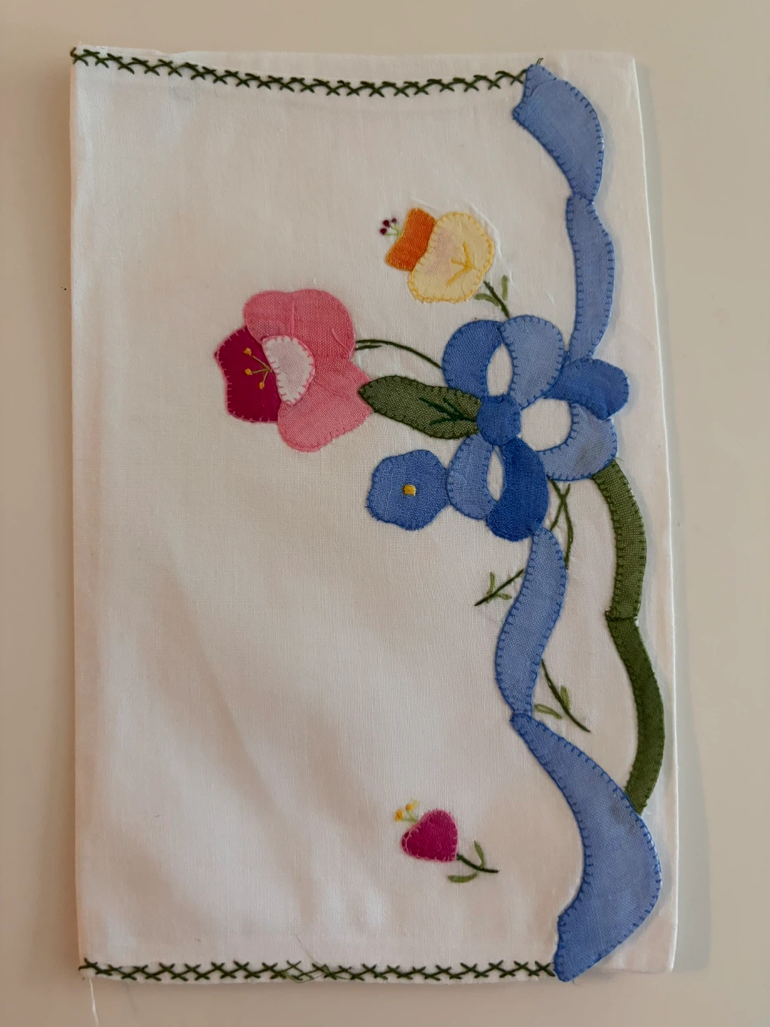Set of 4 Vintage Embroidered Envelope style  Linen Napkins - photo 3