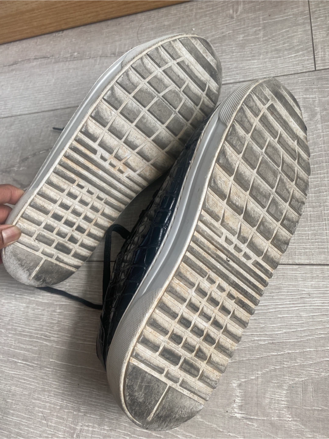 Black Patent Crocodile Print Sneakers - photo 4