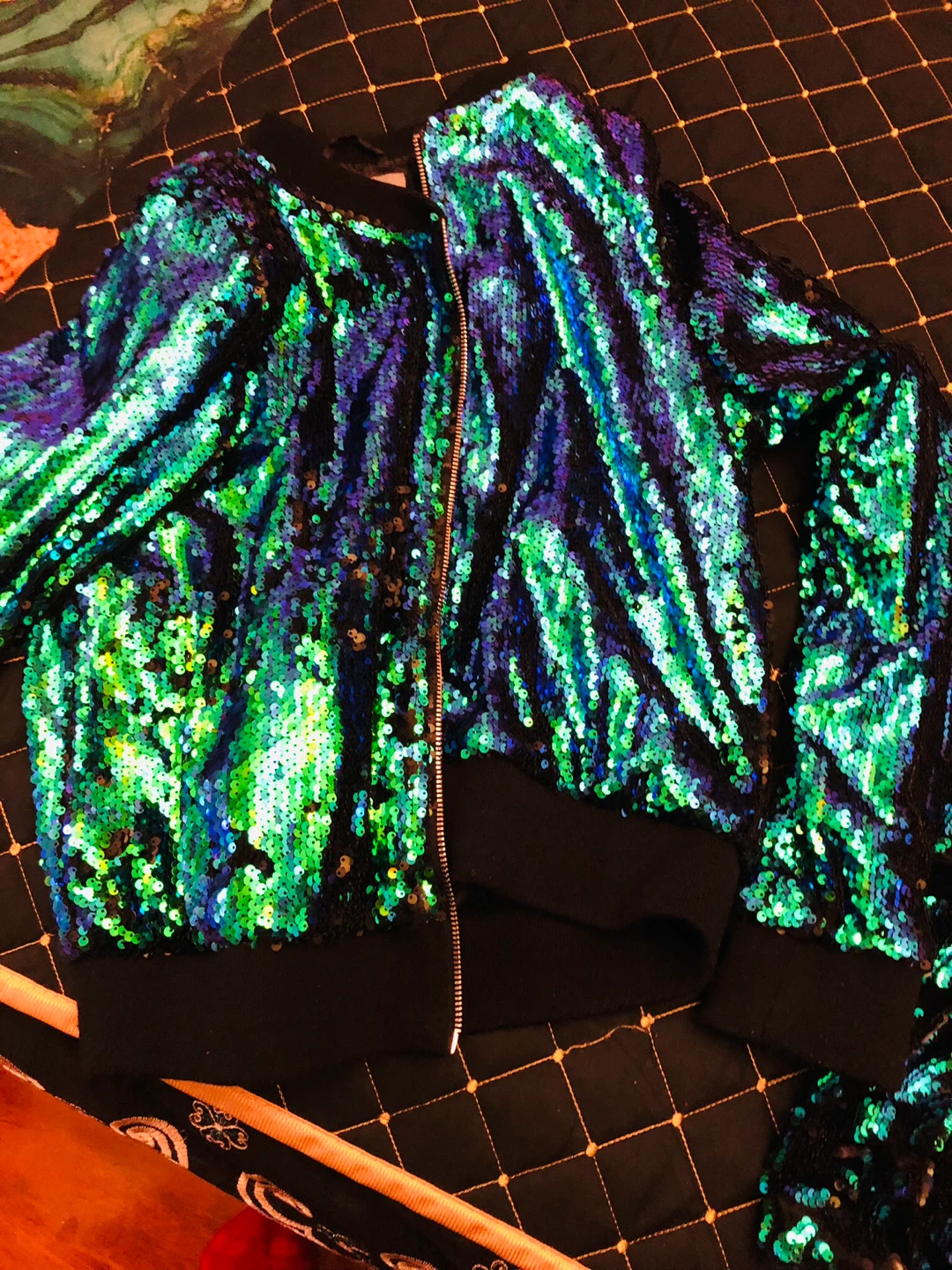 Sparkly Sequin Bomber Jacket and party dress - photo 4