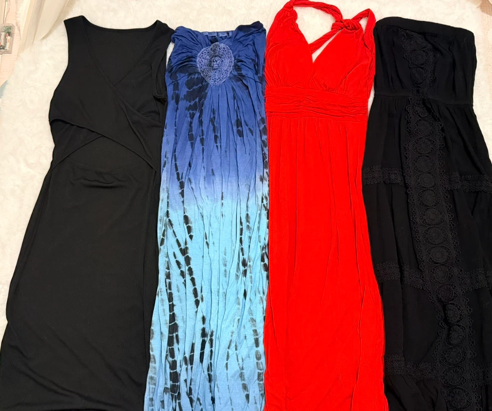 Women's Maxi Dresses - Black, Blue Tie-Dye, Red, Black Lace