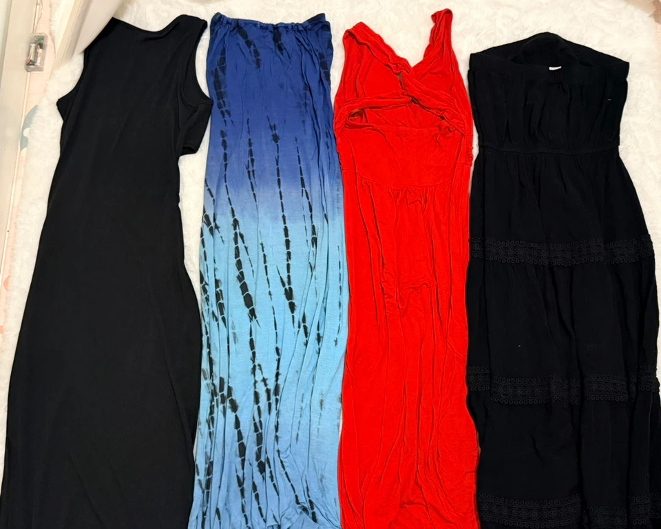 Women's Maxi Dresses - Black, Blue Tie-Dye, Red, Black Lace - photo 2