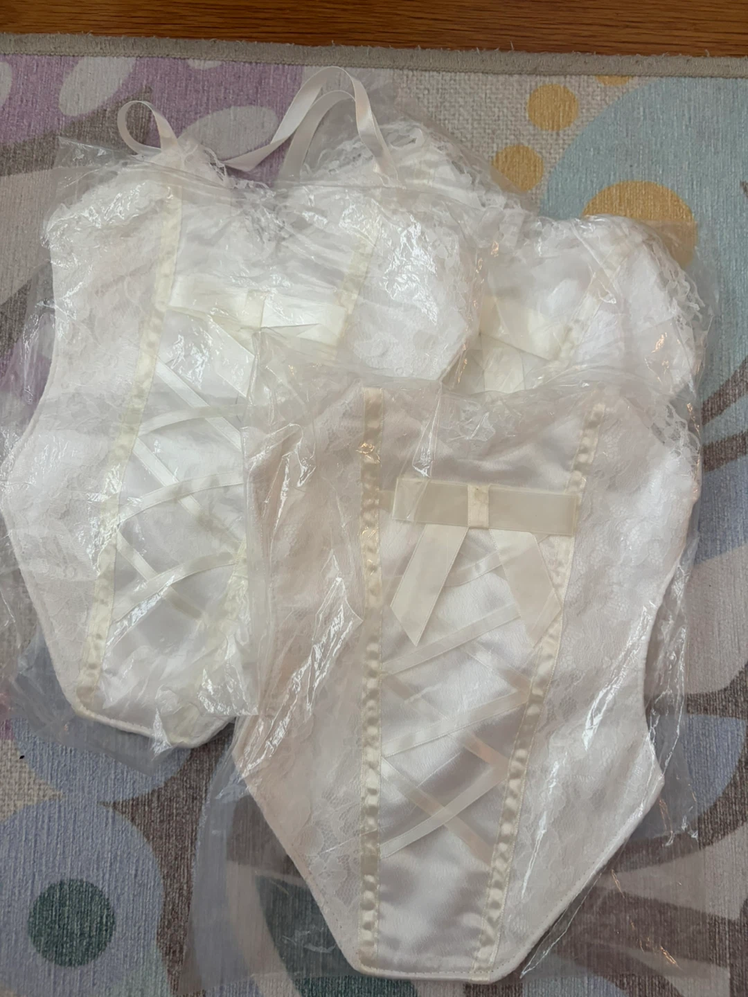 Three White Corset Style Lingerie Bag
