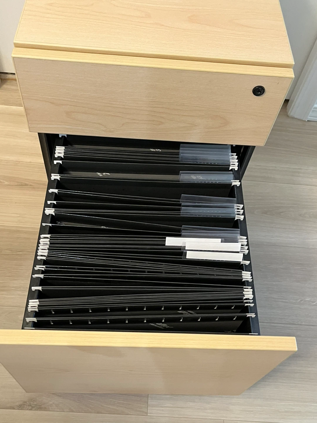 Mobile 2-Drawer Wood Filing Cabinet with Lock - photo 3