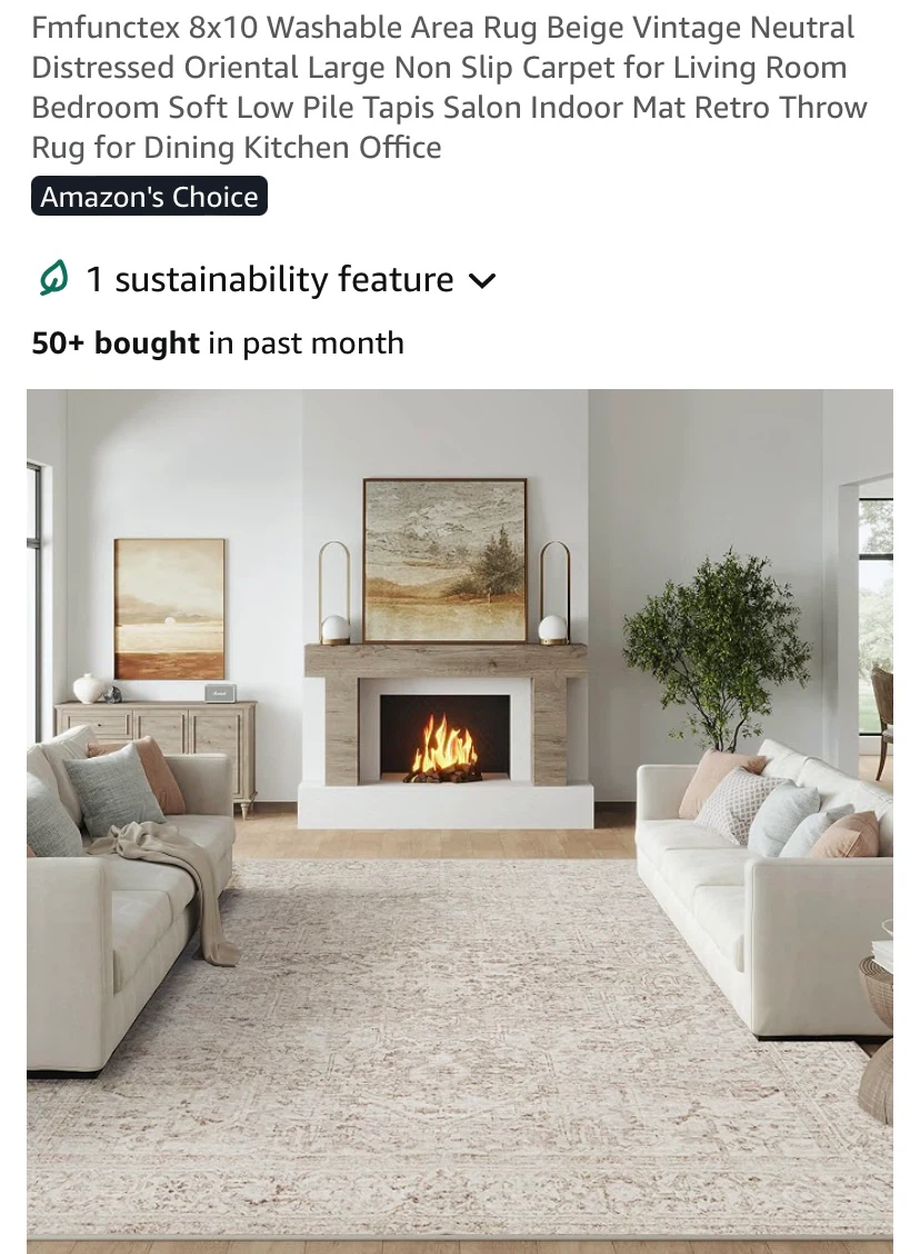 New 8x10 Washable Area Rug