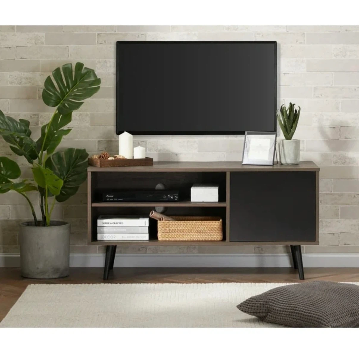 Modern TV Stand  with Storage - Dark Wood Finish - photo 3