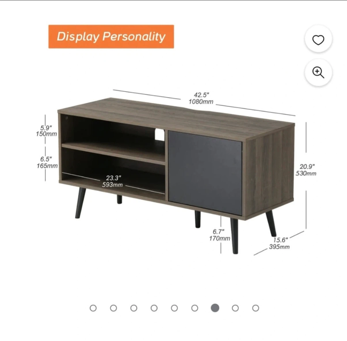 Modern TV Stand  with Storage - Dark Wood Finish - photo 4