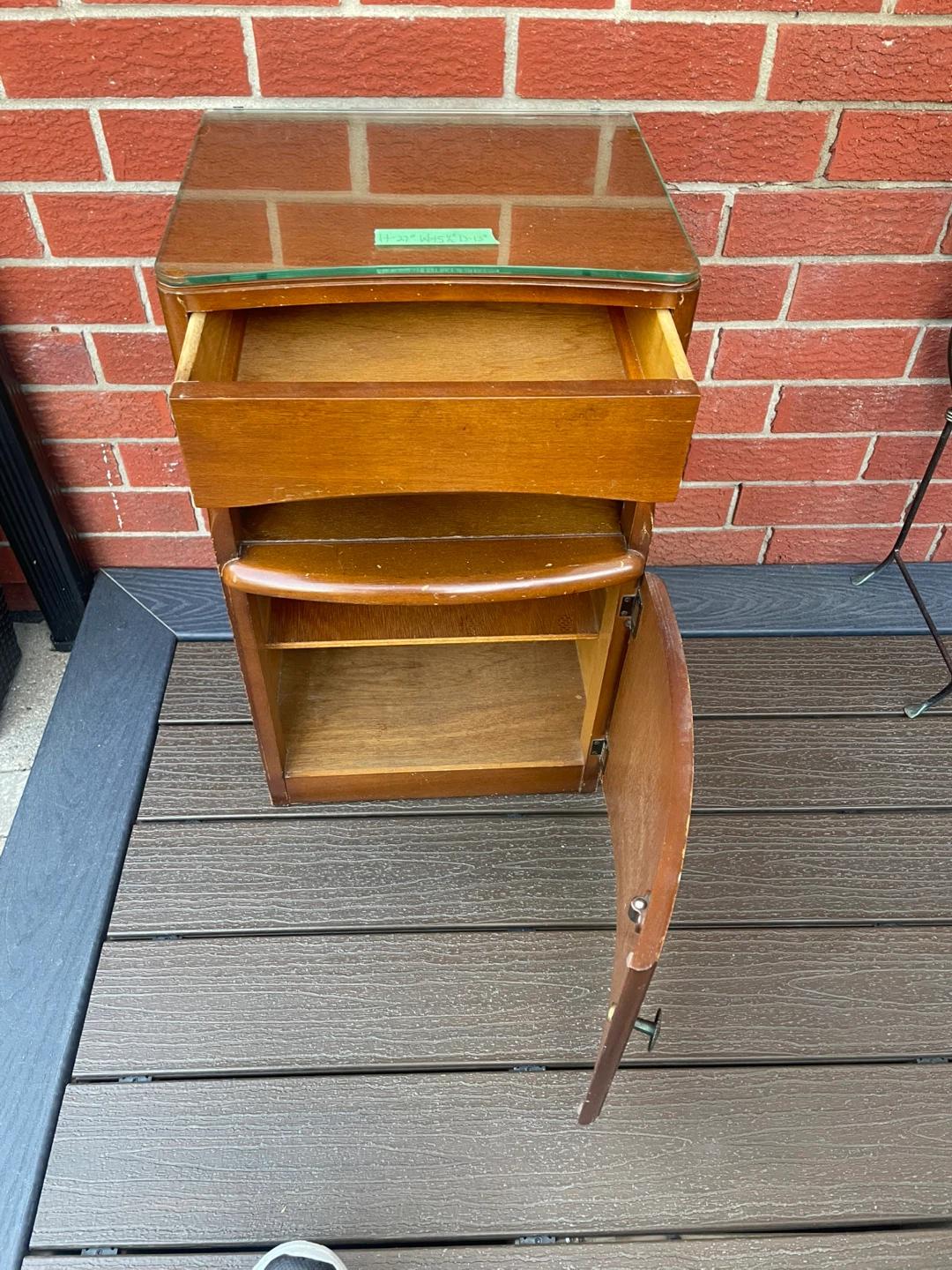 Vintage Wood Nightstand with Drawer and Cabinet