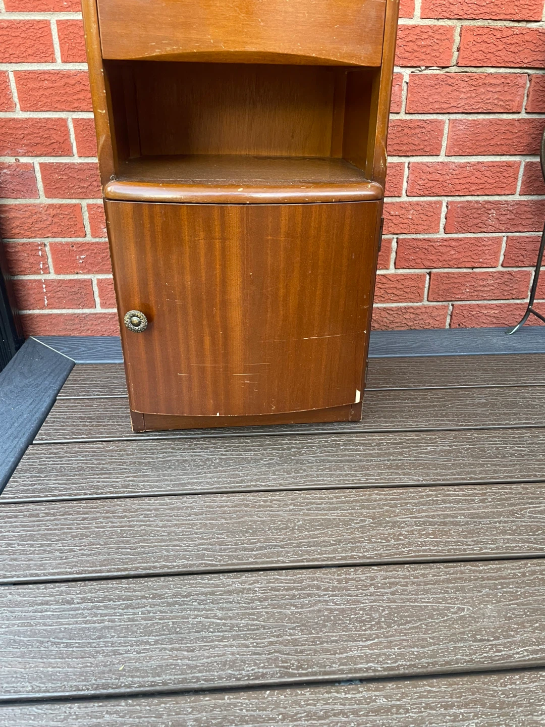 Vintage Wood Nightstand with Drawer and Cabinet - photo 2