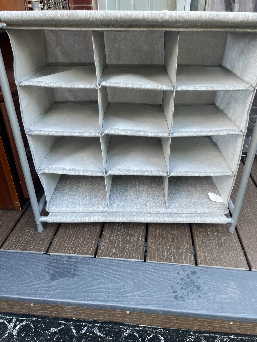 Grey Fabric Shoe Rack Organizer