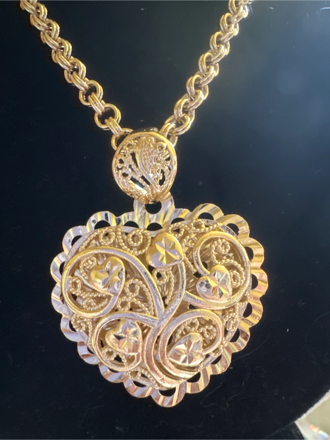 14 kGold laminated Heart Pendant Necklace - photo 3