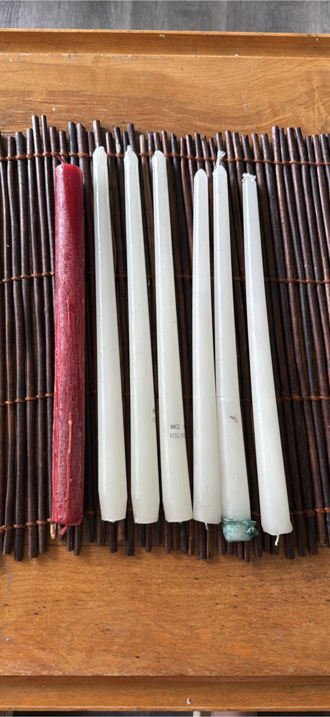 Taper Candles - 1 Red, 6 White
