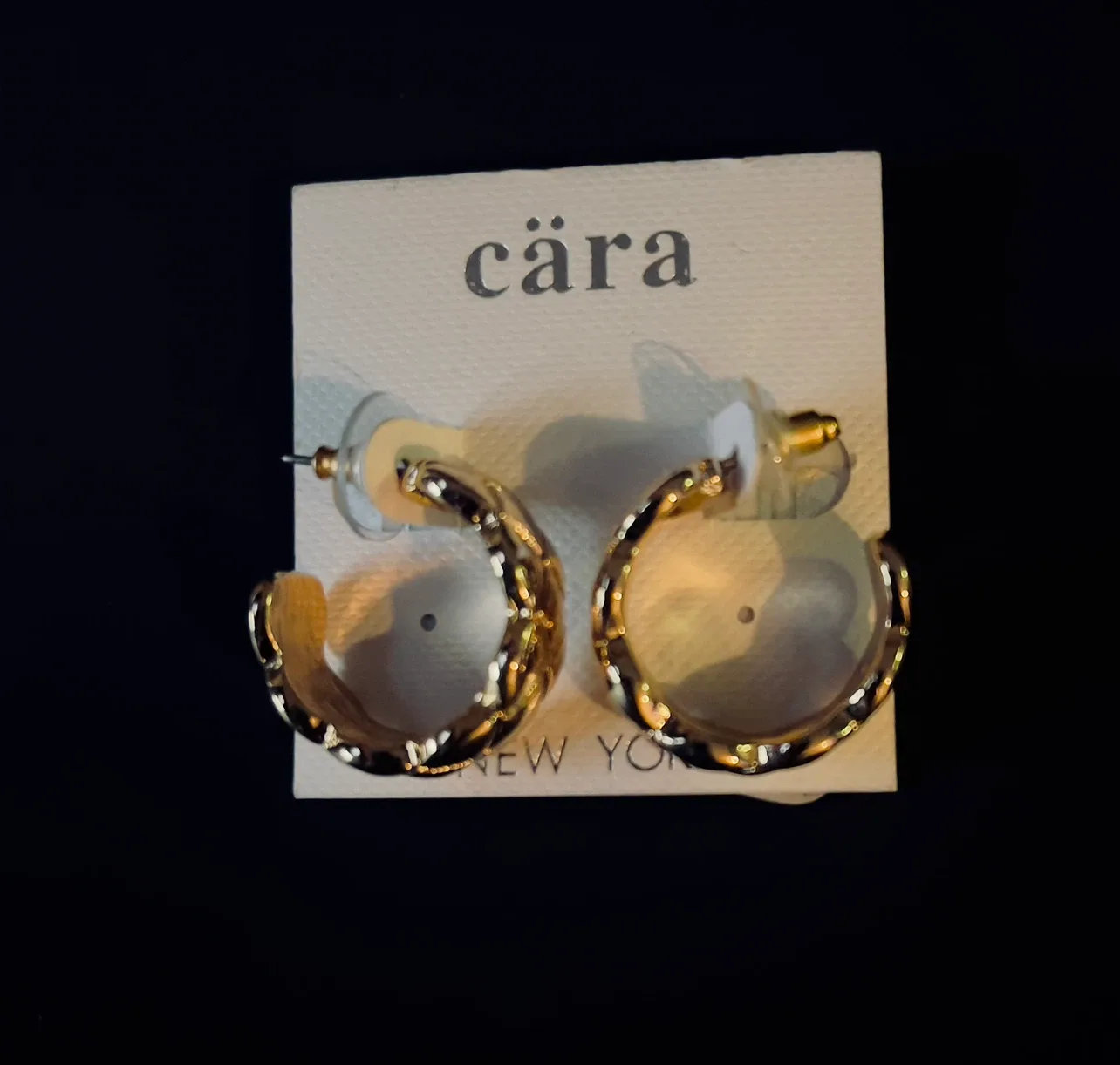 Cara New York Gold Tone Quilted Hoop Earrings