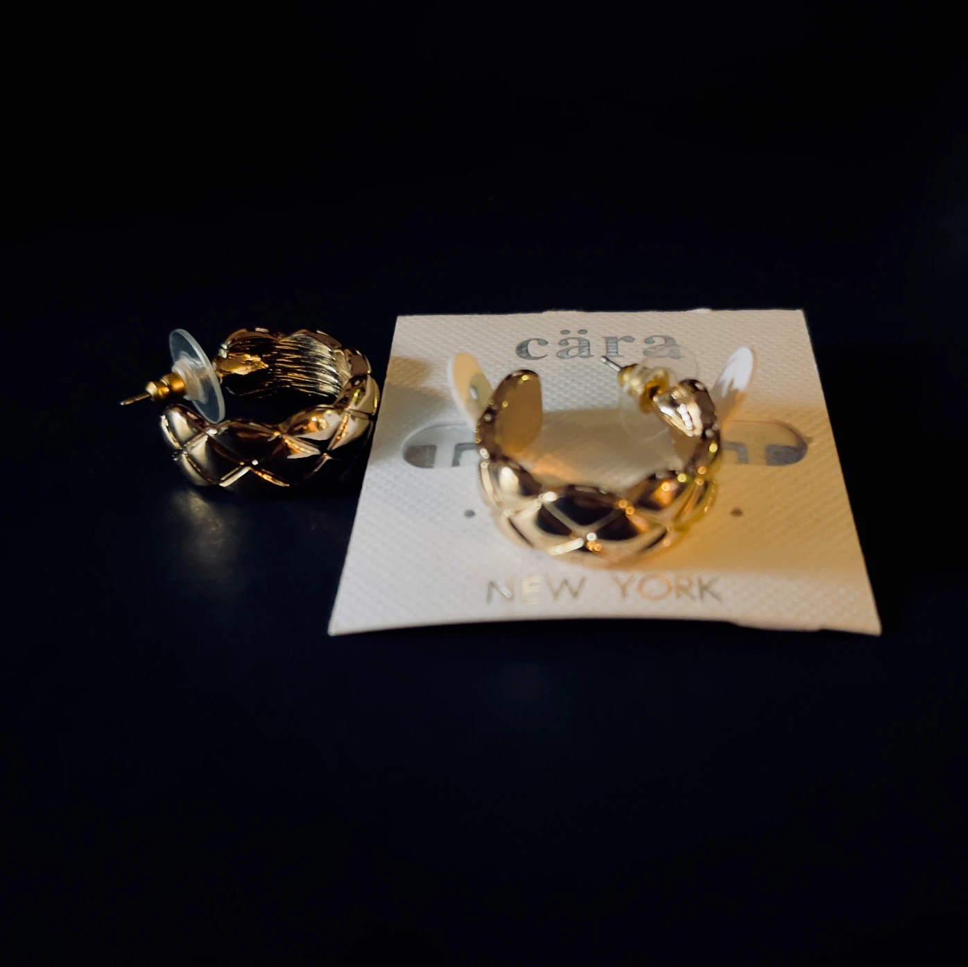 Cara New York Gold Tone Quilted Hoop Earrings - photo 2