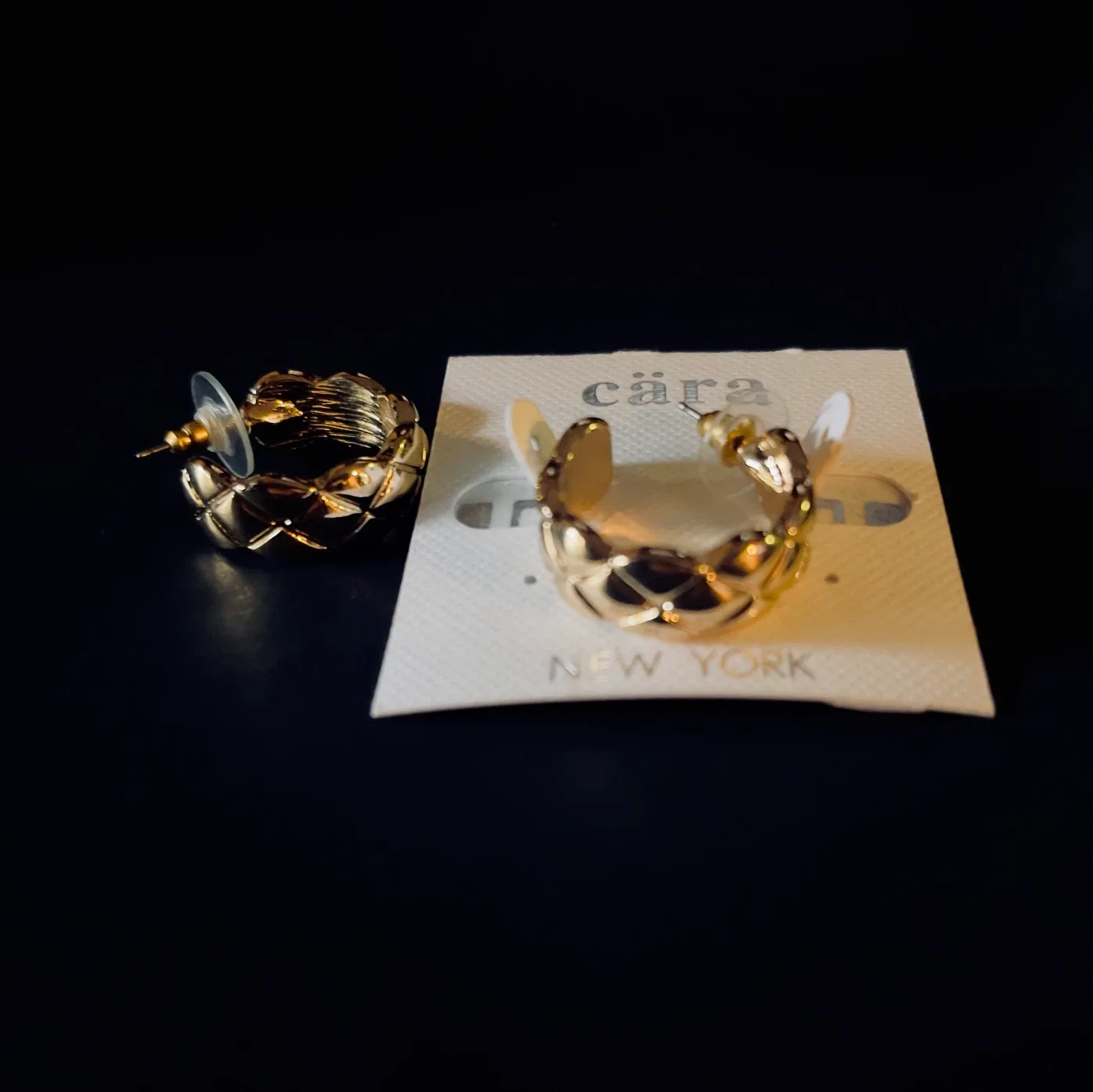 Cara New York Gold Tone Quilted Hoop Earrings - photo 2