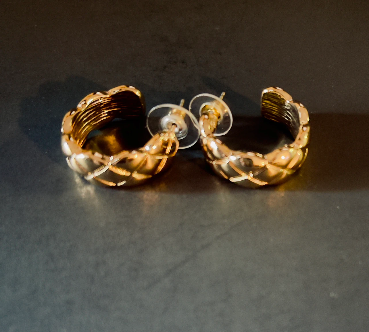 Cara New York Gold Tone Quilted Hoop Earrings - photo 3