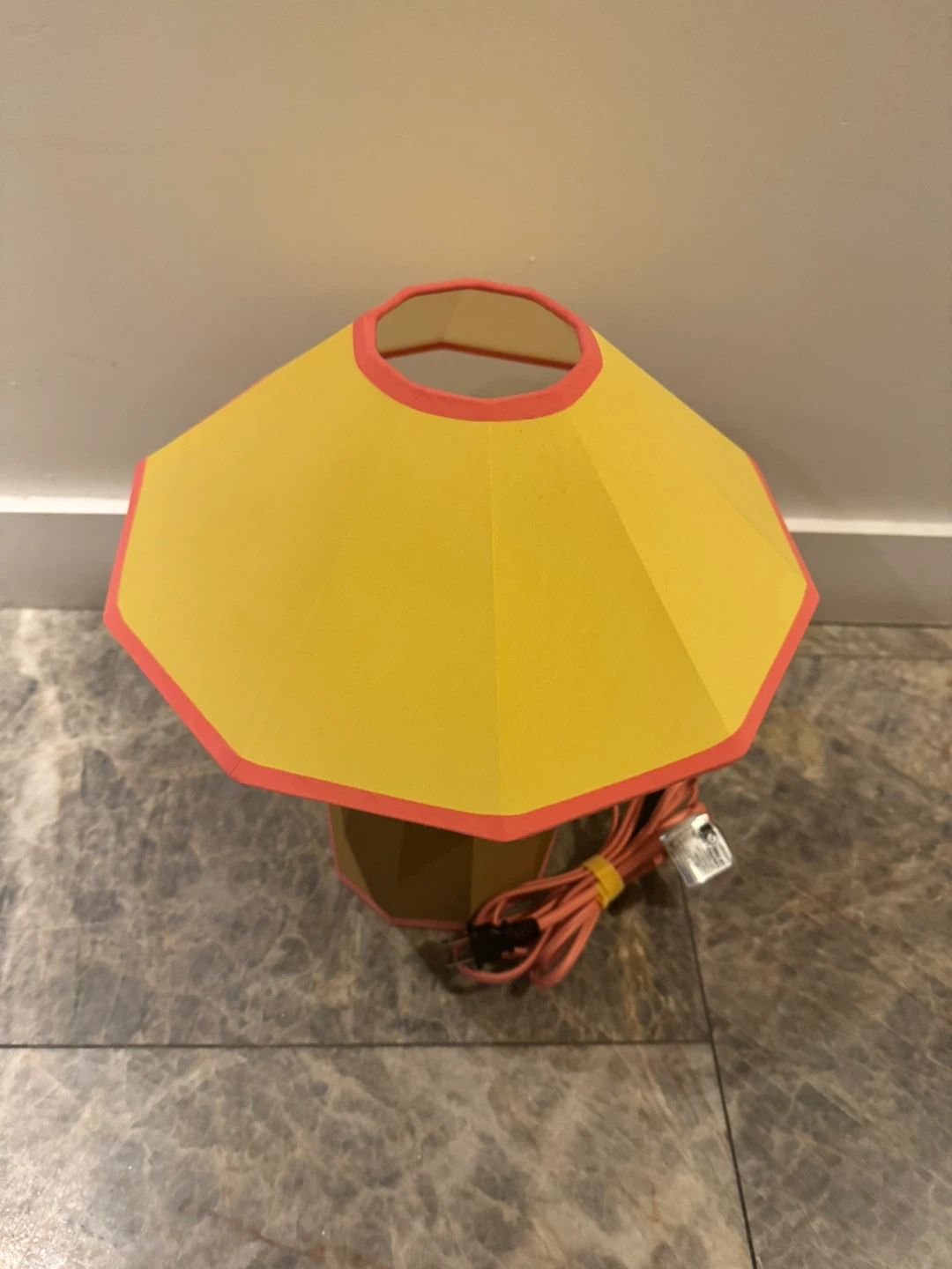 Mushroom Lamp Yellow Shade Pink Trim - photo 2