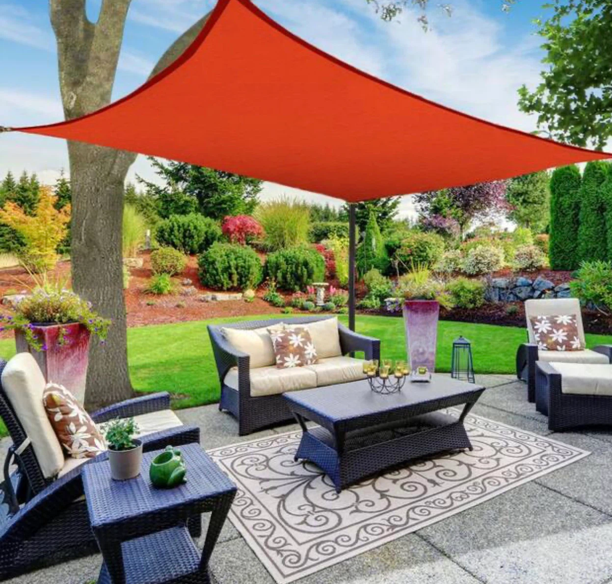 Sunshade 10x16. Red Rectangle UV Block  Patio  and Backyard