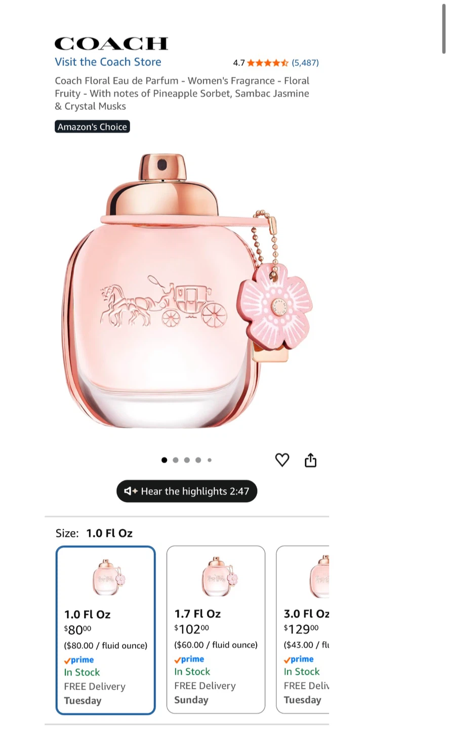Coach New York Floral Eau de Parfum 1 Fl Oz - photo 2