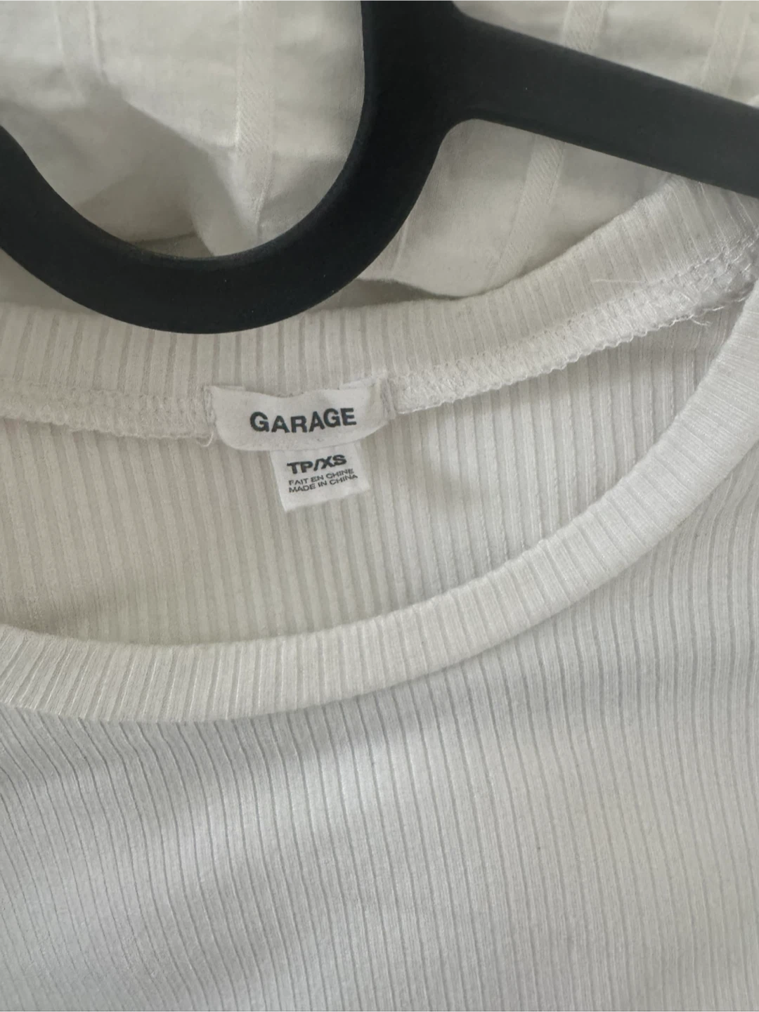 Garage White Ribbed Ruched T-Shirt - photo 2