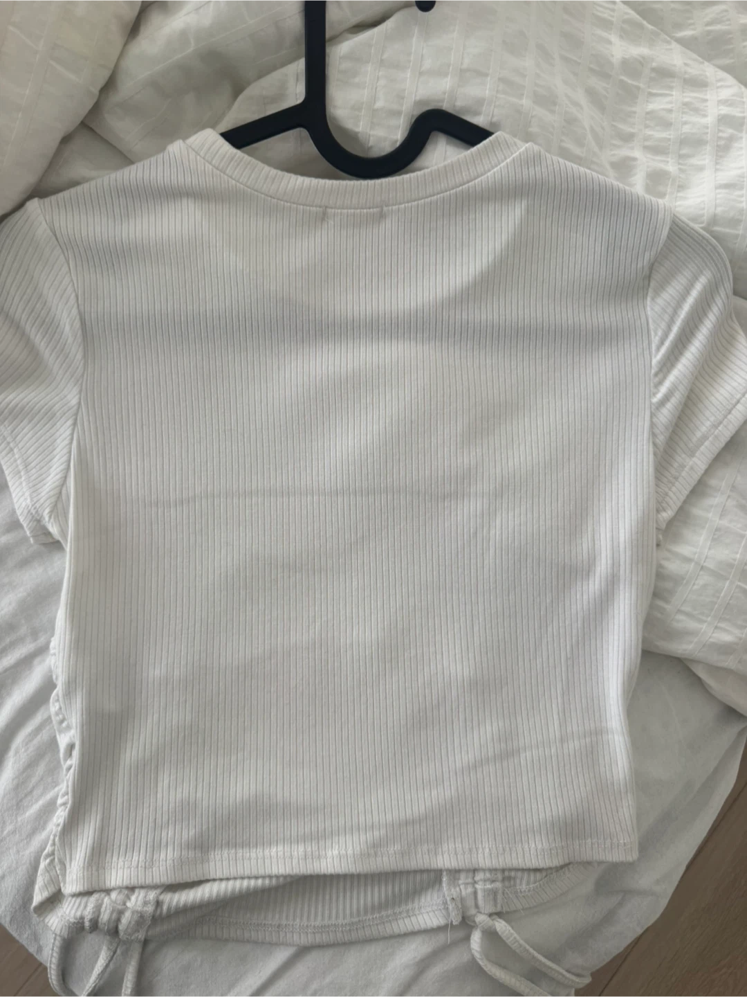 Garage White Ribbed Ruched T-Shirt - photo 3