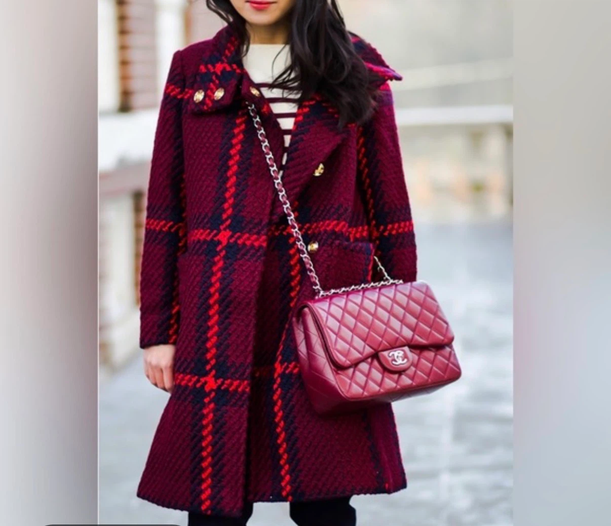 Ann Taylor Plaid Wool Blend Coat