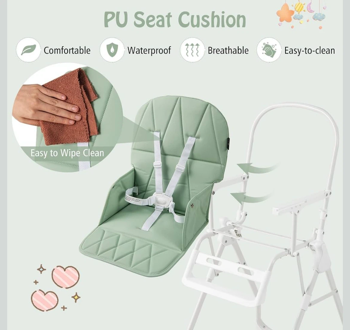 BabyJoy High Chair PU Seat Cushion Green - photo 5
