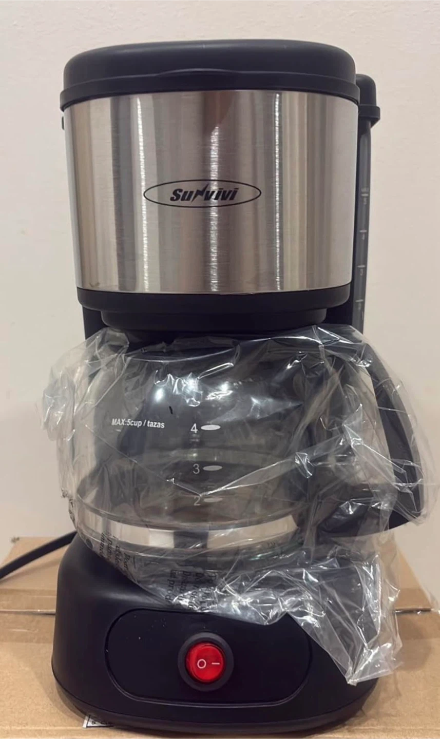 Survivii 5-Cup Coffee Maker with Glass Carafe, Black