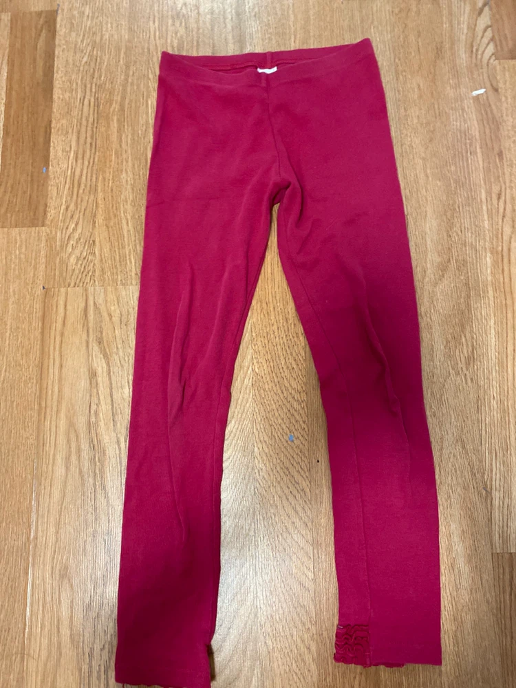 Kids Pink Leggings with Lace Trim