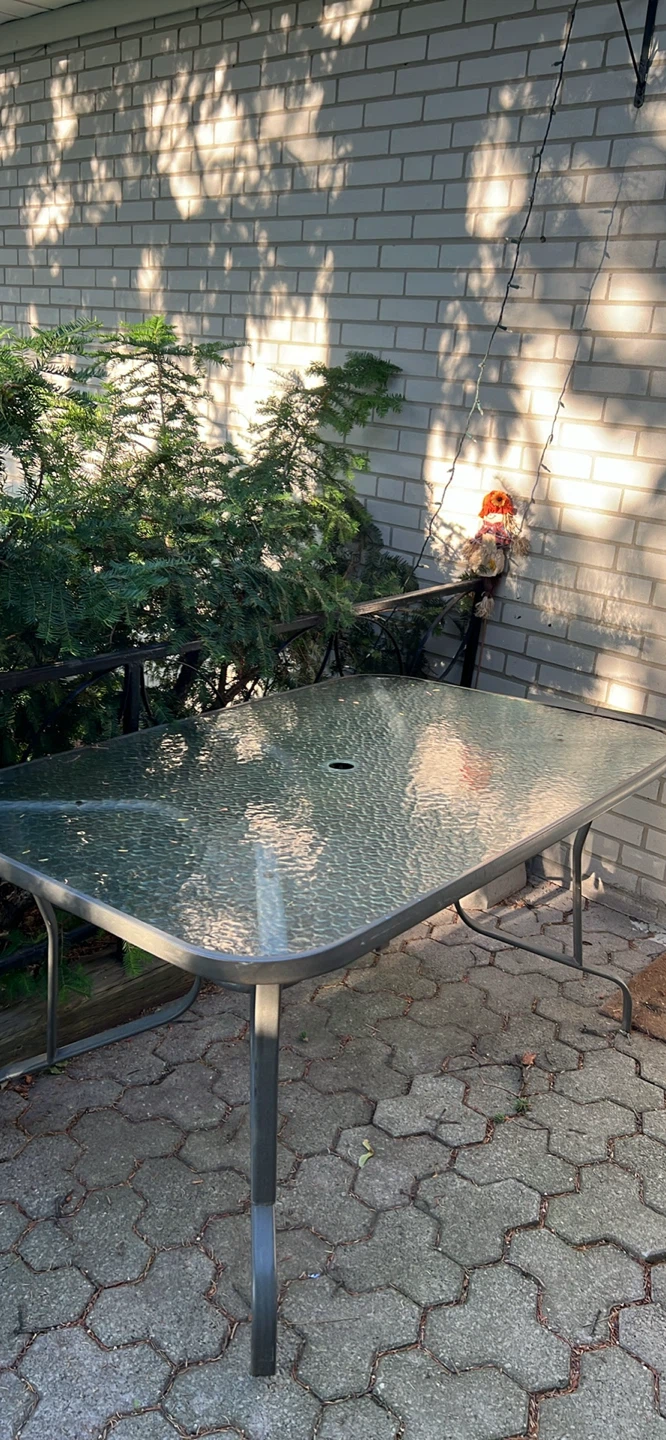 Glass Top Patio Dining Table