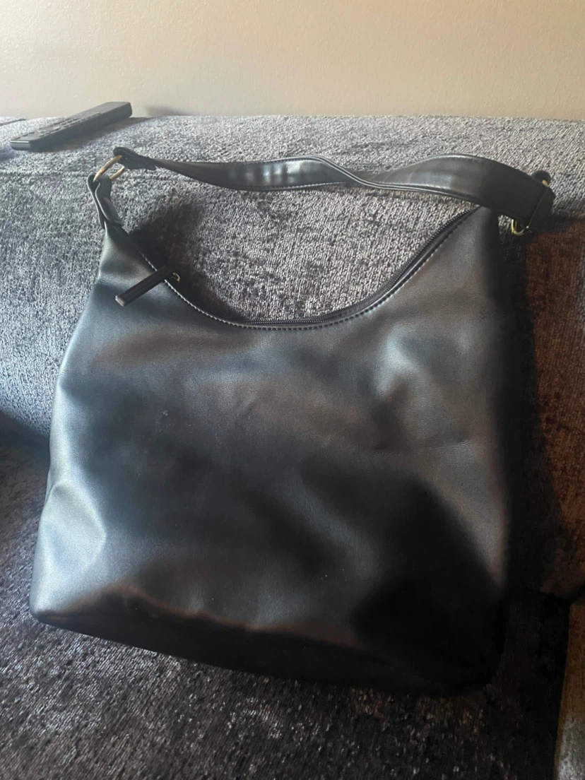 Black Faux Leather Hobo Handbag - photo 2