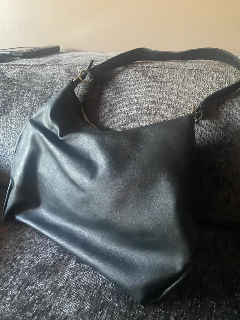 Black Faux Leather Shoulder Bag - photo 2
