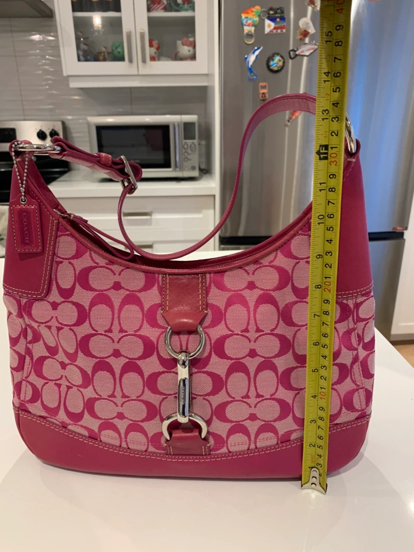 🎀💗Coach Hampton Hobo Bag - Pink Signature Canvas Leather 💗🎀🩷 - photo 3