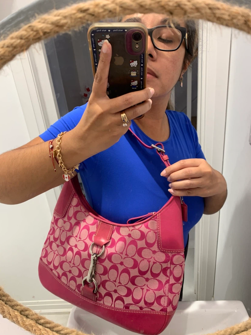🎀💗Coach Hampton Hobo Bag - Pink Signature Canvas Leather 💗🎀🩷 - photo 5