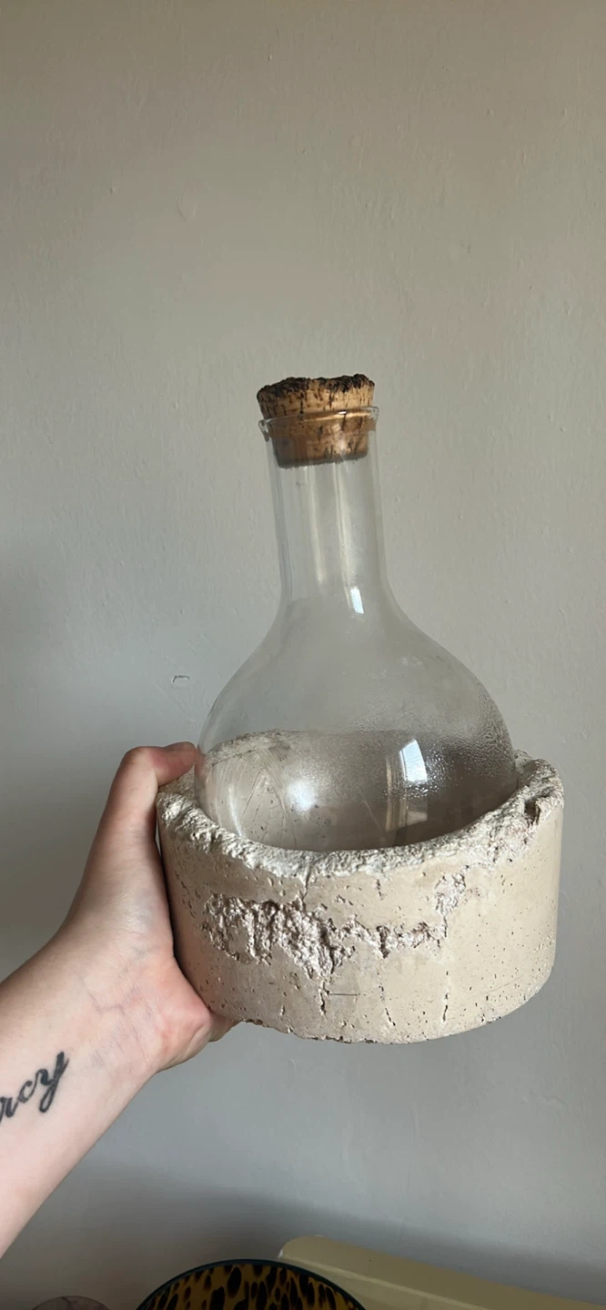 Glass Bottle with Concrete Holder