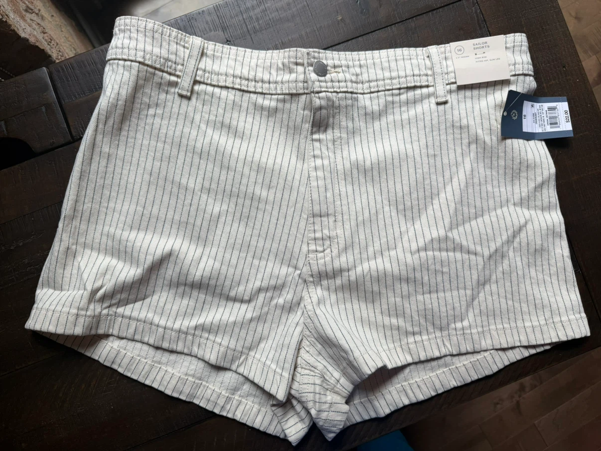 Universal Thread Sailor Shorts Cream Stripe Size 16 - photo 2